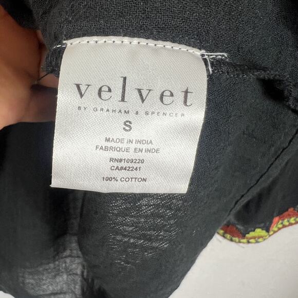 Velvet By Graham & Spencer Blouse Women's Size Small Embroidered V Neck Boho - Picture 10 of 13